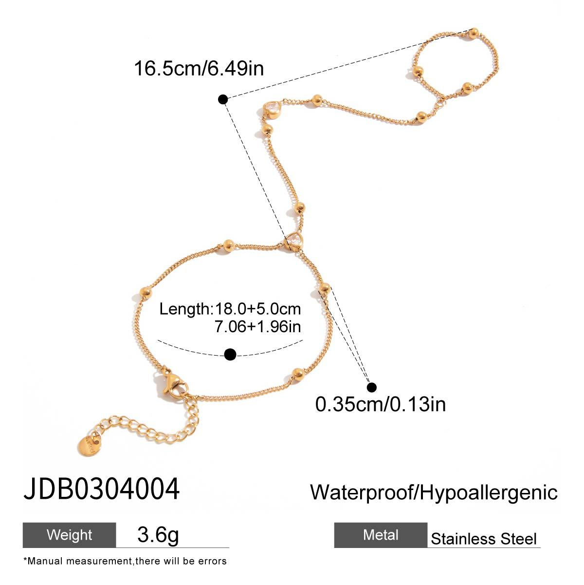 Zircon finger bracelet stainless steel bracelet