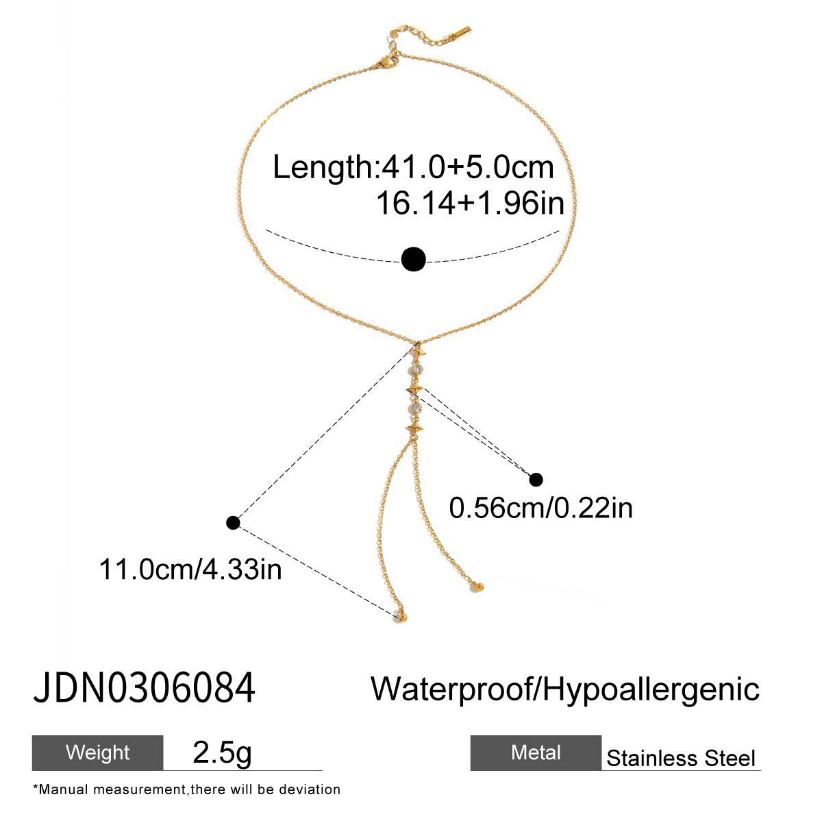 Stainless steel zircon y-shaped sweater chain necklace