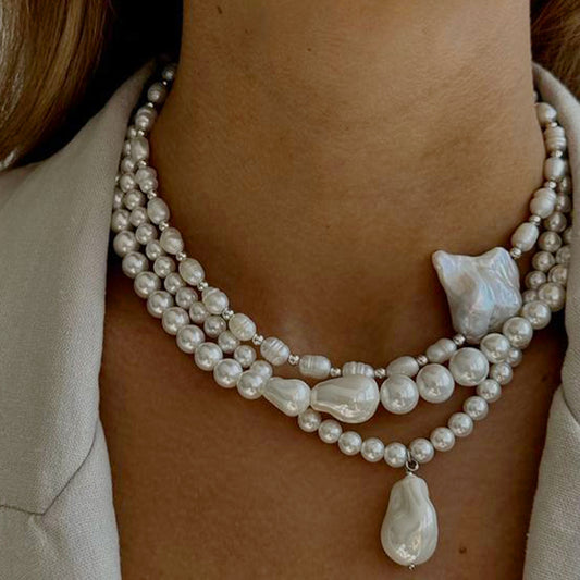 Stainless steel pearl necklace