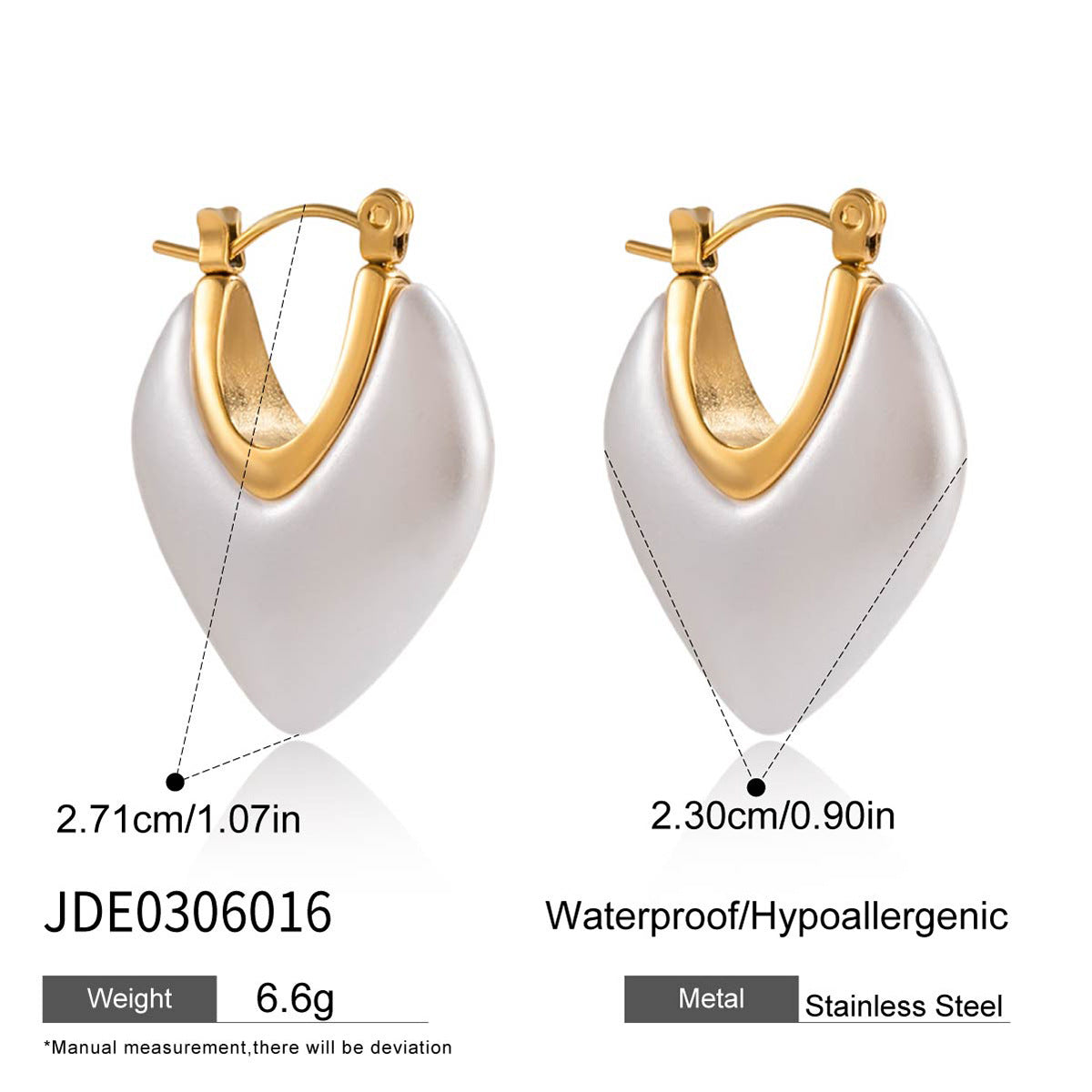 Stainless steel resin imitation pearl earrings