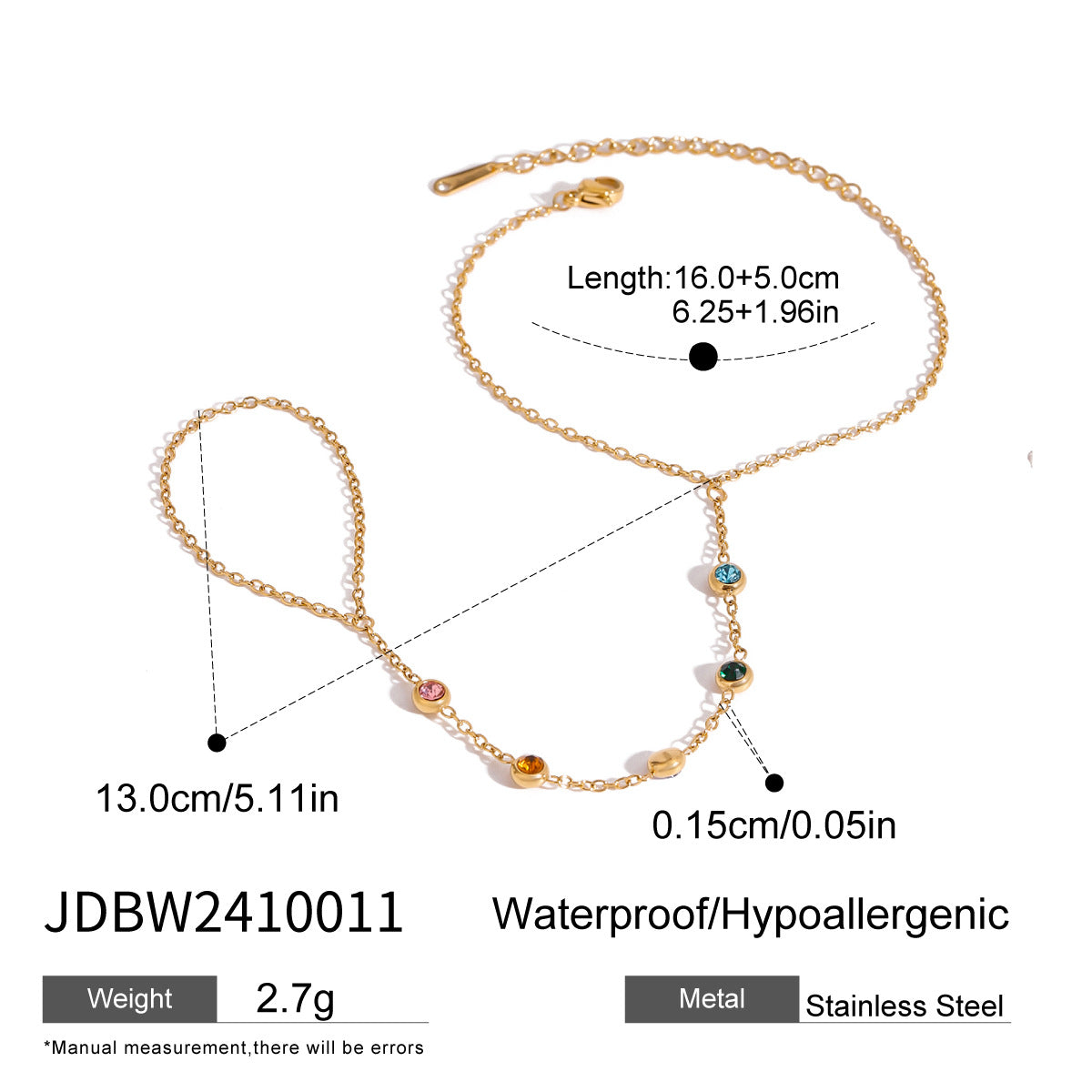 Stainless Steel Zircon Pearl Finger Bracelet