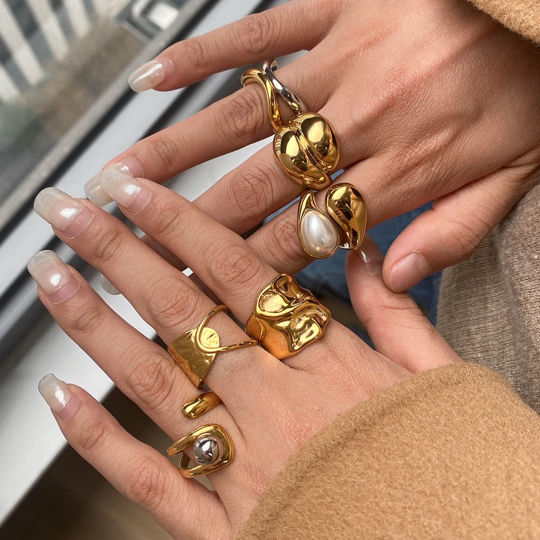 Stainless steel pearl ring