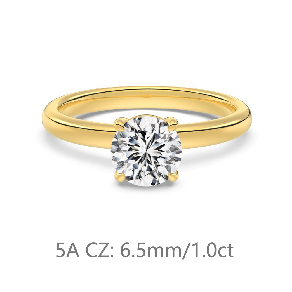 S925 Sterling Silver Single Main Diamond Proposal Wedding Ring