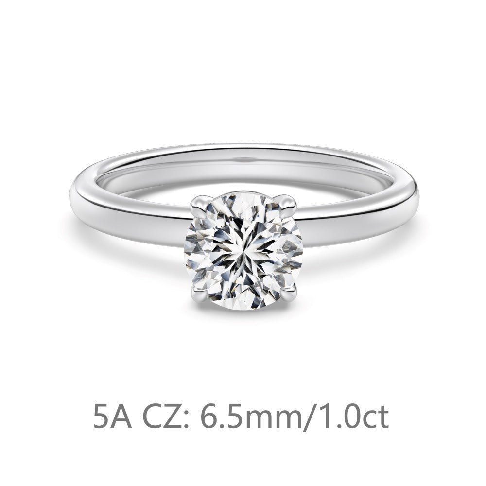 S925 Sterling Silver Single Main Diamond Proposal Wedding Ring