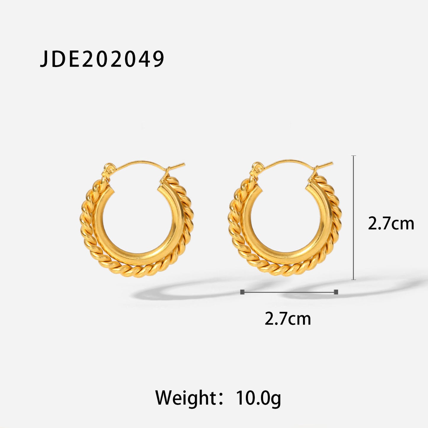 Stainless steel twist C-shaped double earrings