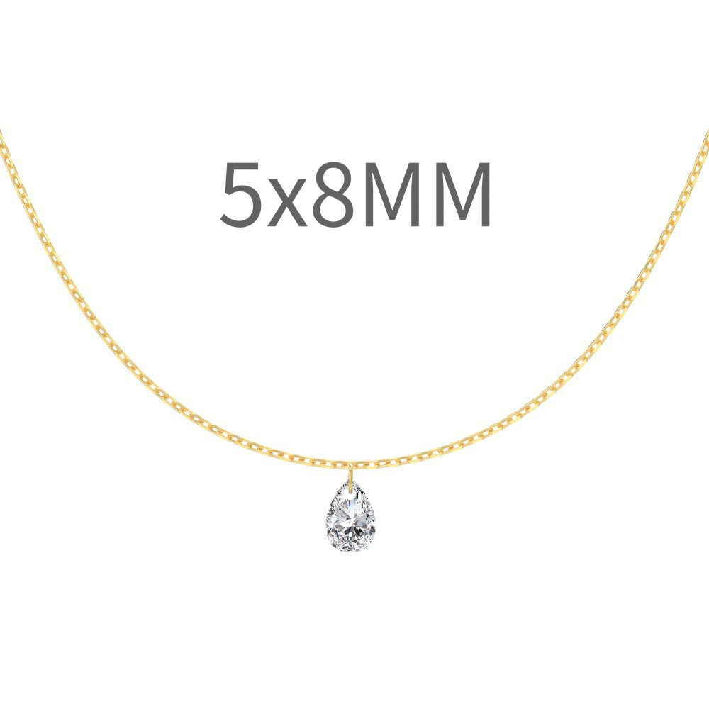 S925 Sterling Silver Tassel Oval Water Drop Wedding Necklace