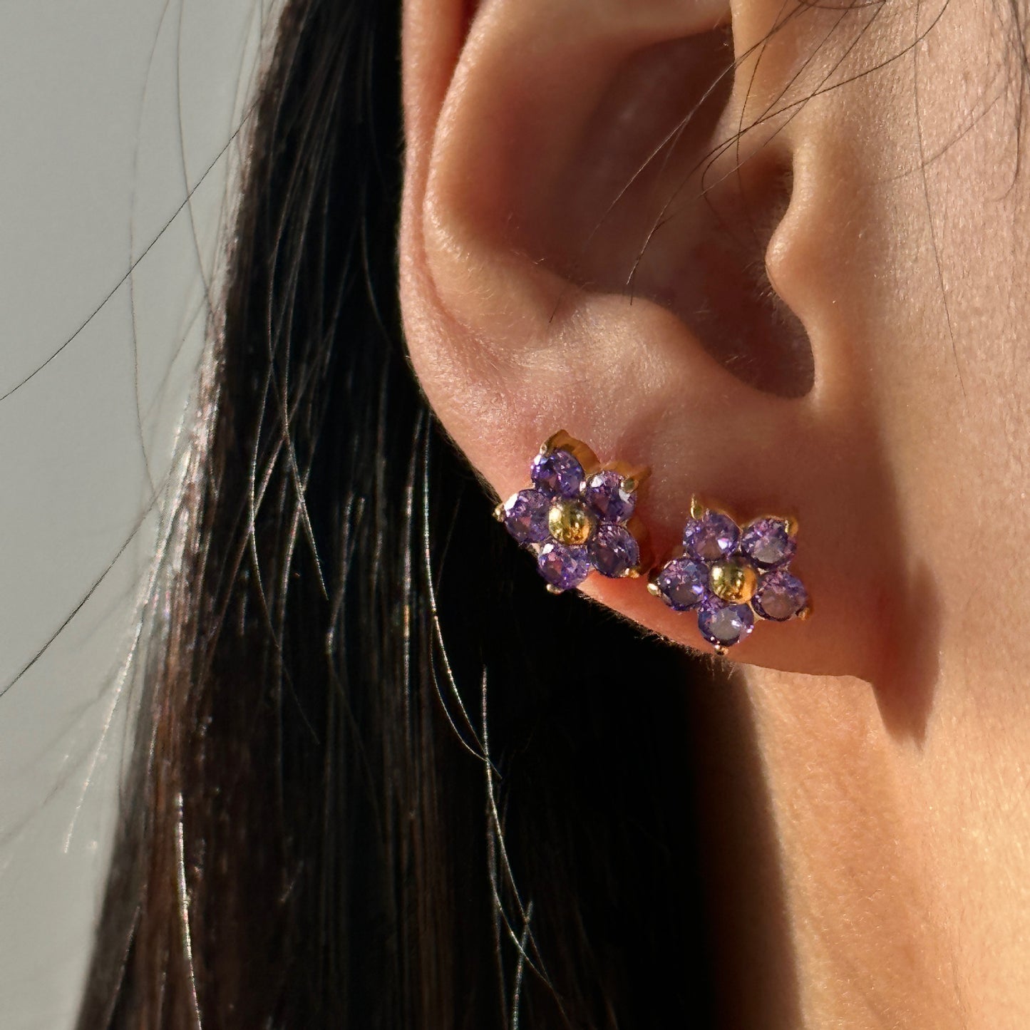 Titanium Steel Colored Mini Flower Earrings
