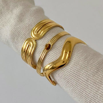 Stainless steel plain ring open bracelet
