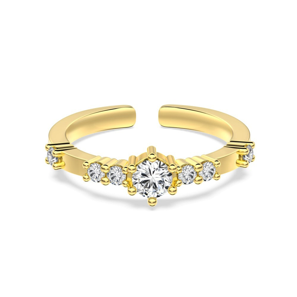 S925 Sterling Silver Vegetarian Ring Cute Stackable Open Ring