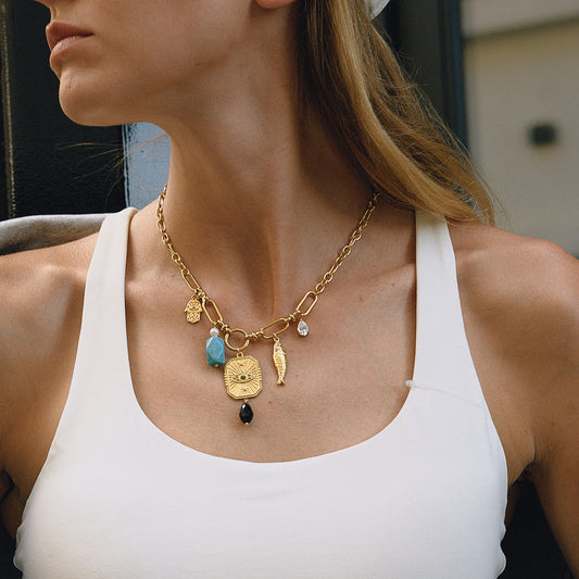 Multiple pendants Titanium steel necklace