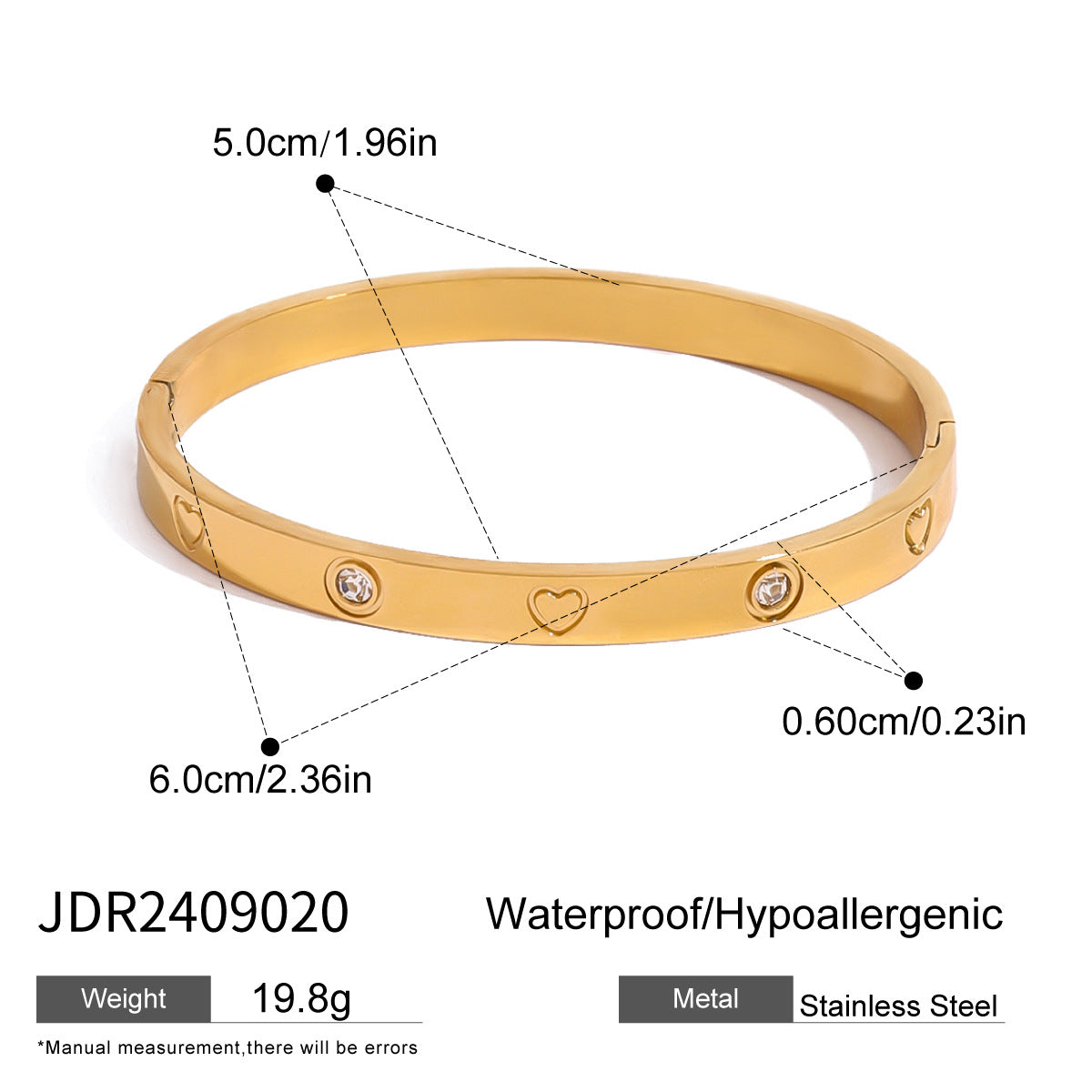 Stainless steel zircon bracelet