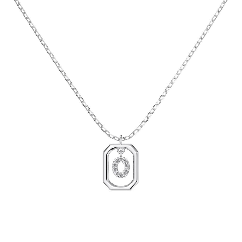 S925 Sterling Silver Hollow Pendant 26 Letter Necklace