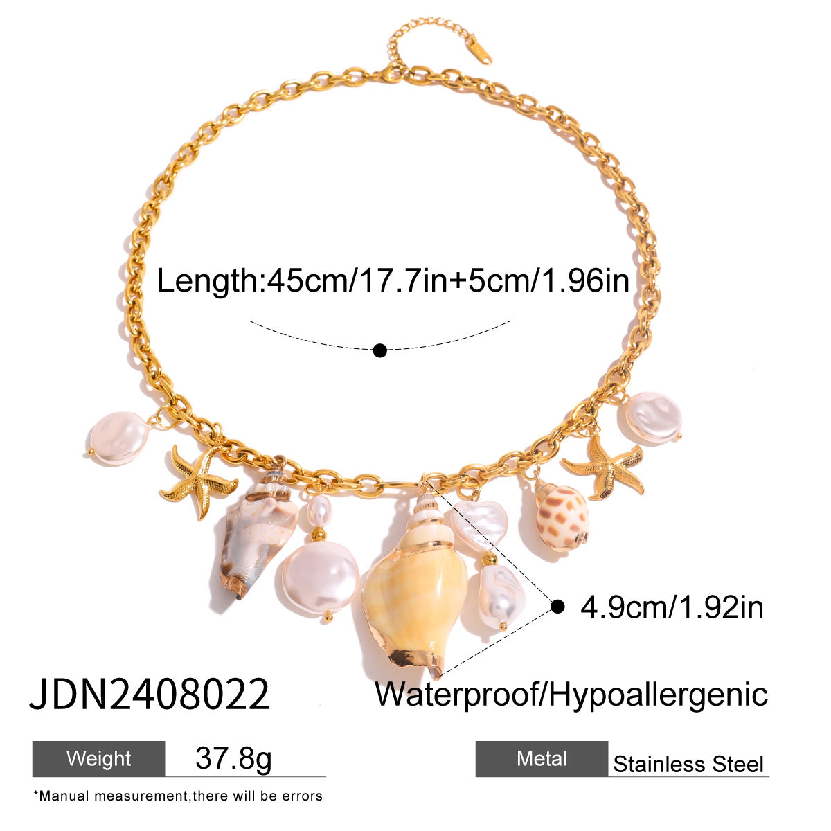 Titanium steel beach resort wind shell necklace