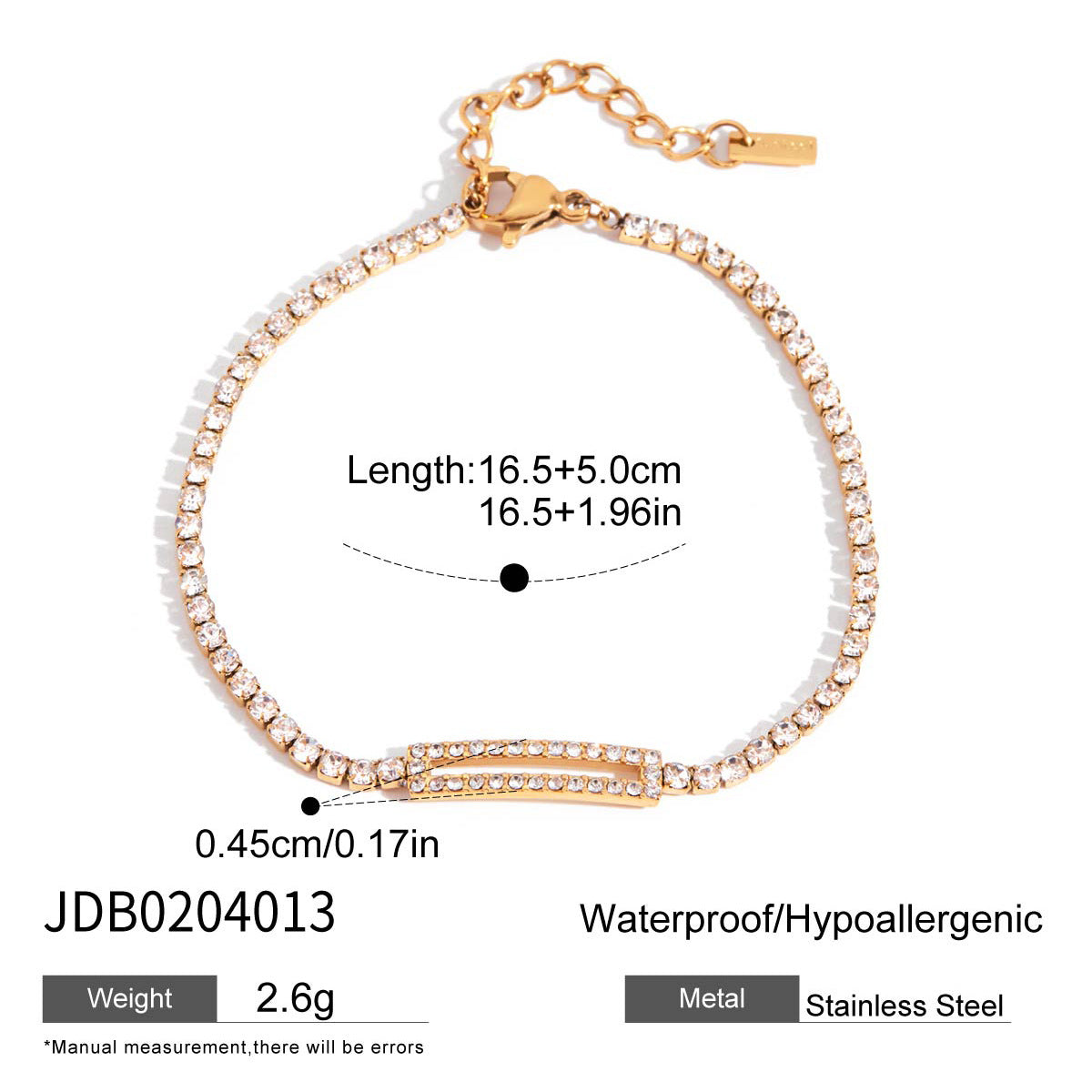 Stainless steel zircon bracelet