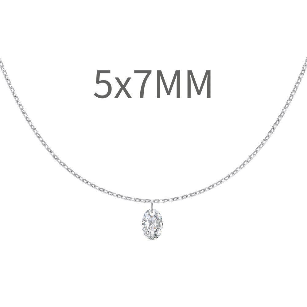 S925 Sterling Silver Tassel Oval Water Drop Wedding Necklace