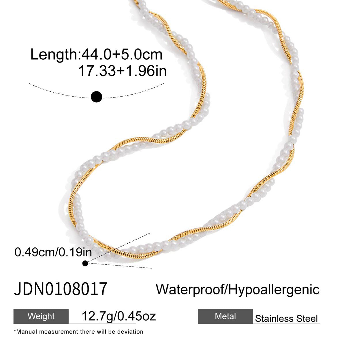 Titanium steel imitation pearl necklace