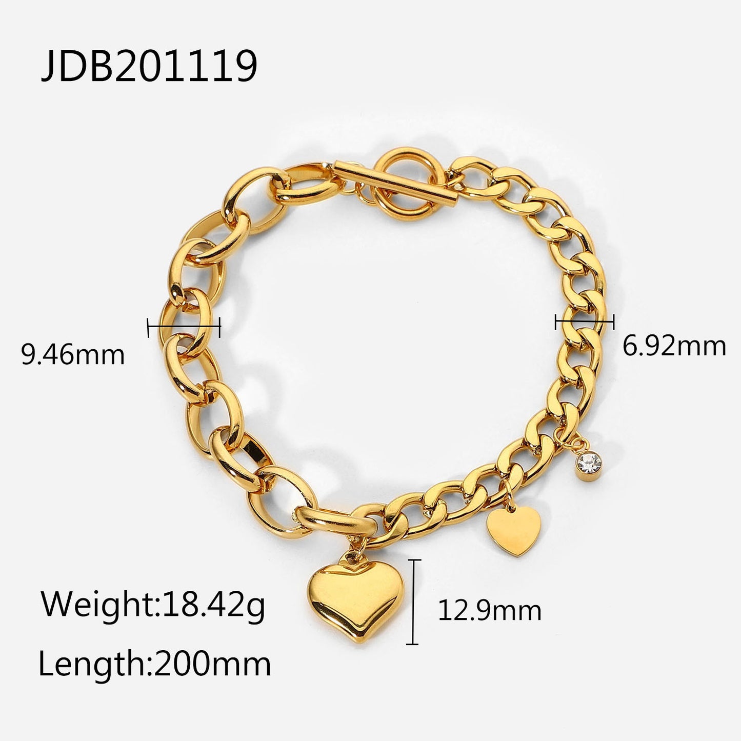 Cuban chain double spell love pendant OT buckle bracelet