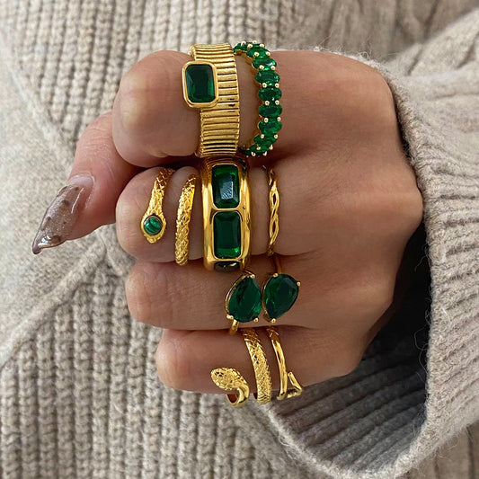 Stainless steel love zircon ring