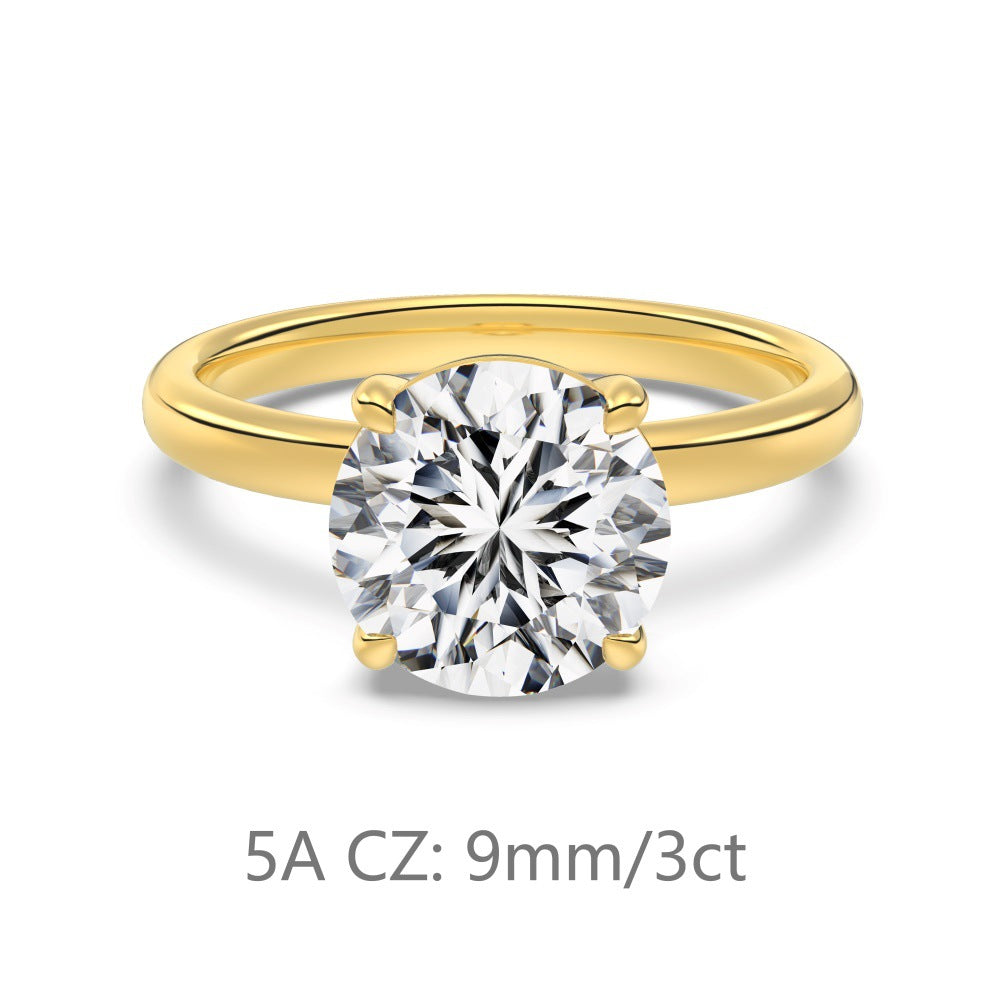 S925 Sterling Silver Single Main Diamond Proposal Wedding Ring