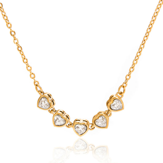 Stainless steel zircon love necklace