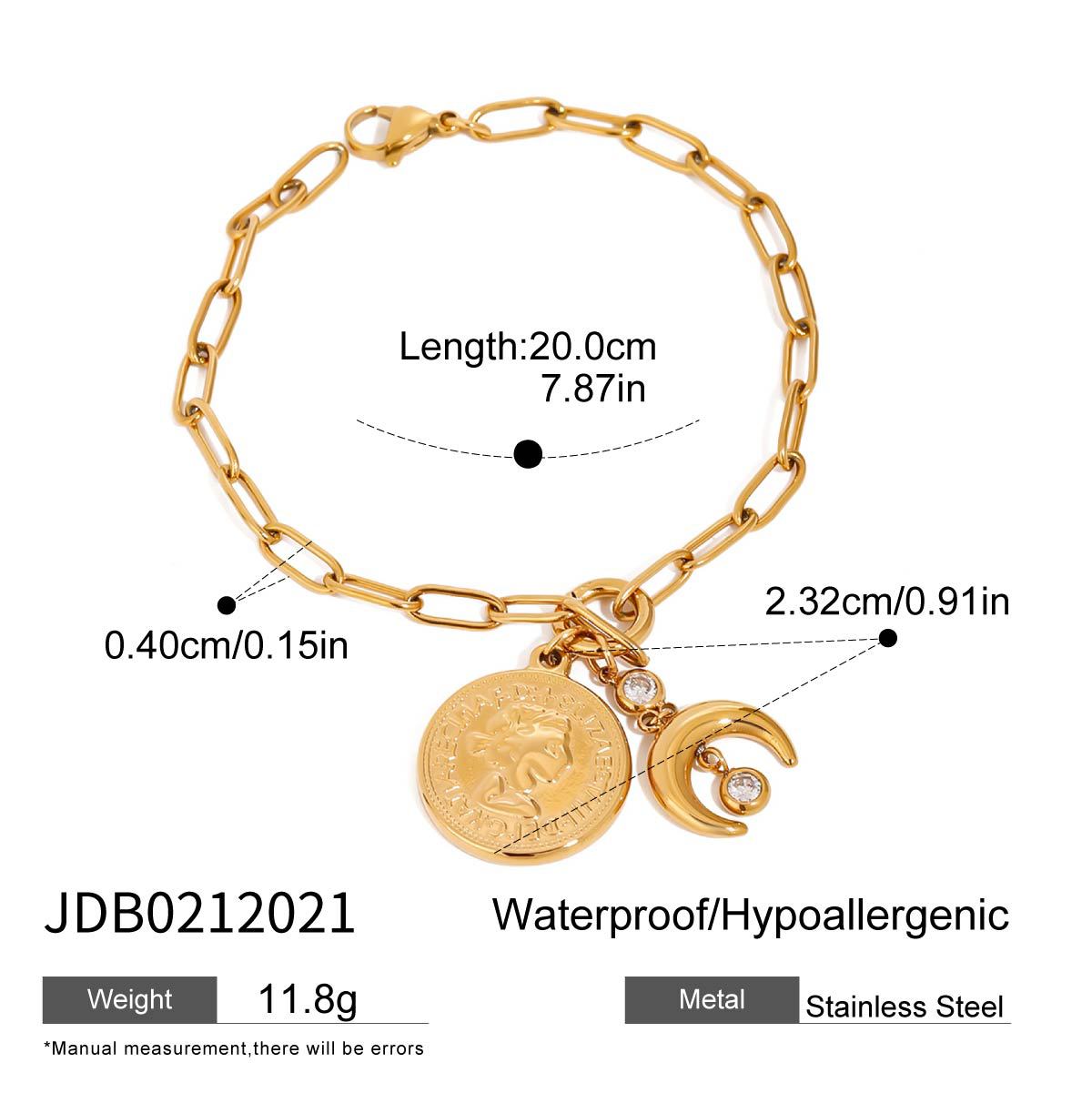 Titanium steel zircon coin moon zircon bracelet