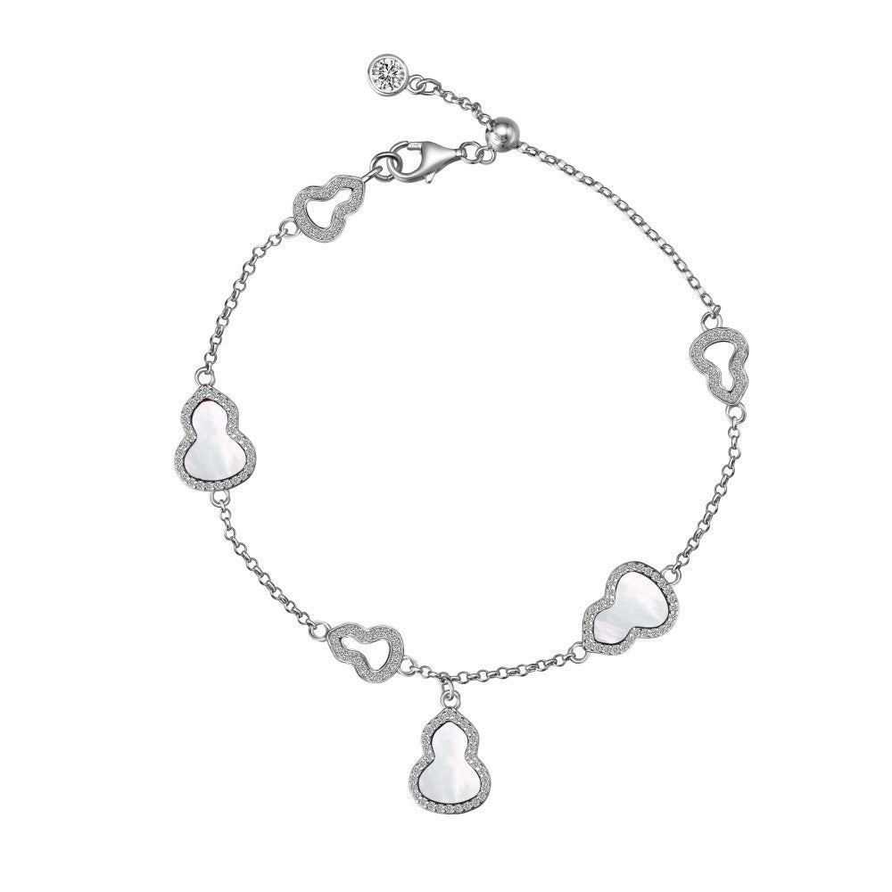 S925 Sterling Silver Gourd Fritillary Agate Good Luck Bracelet