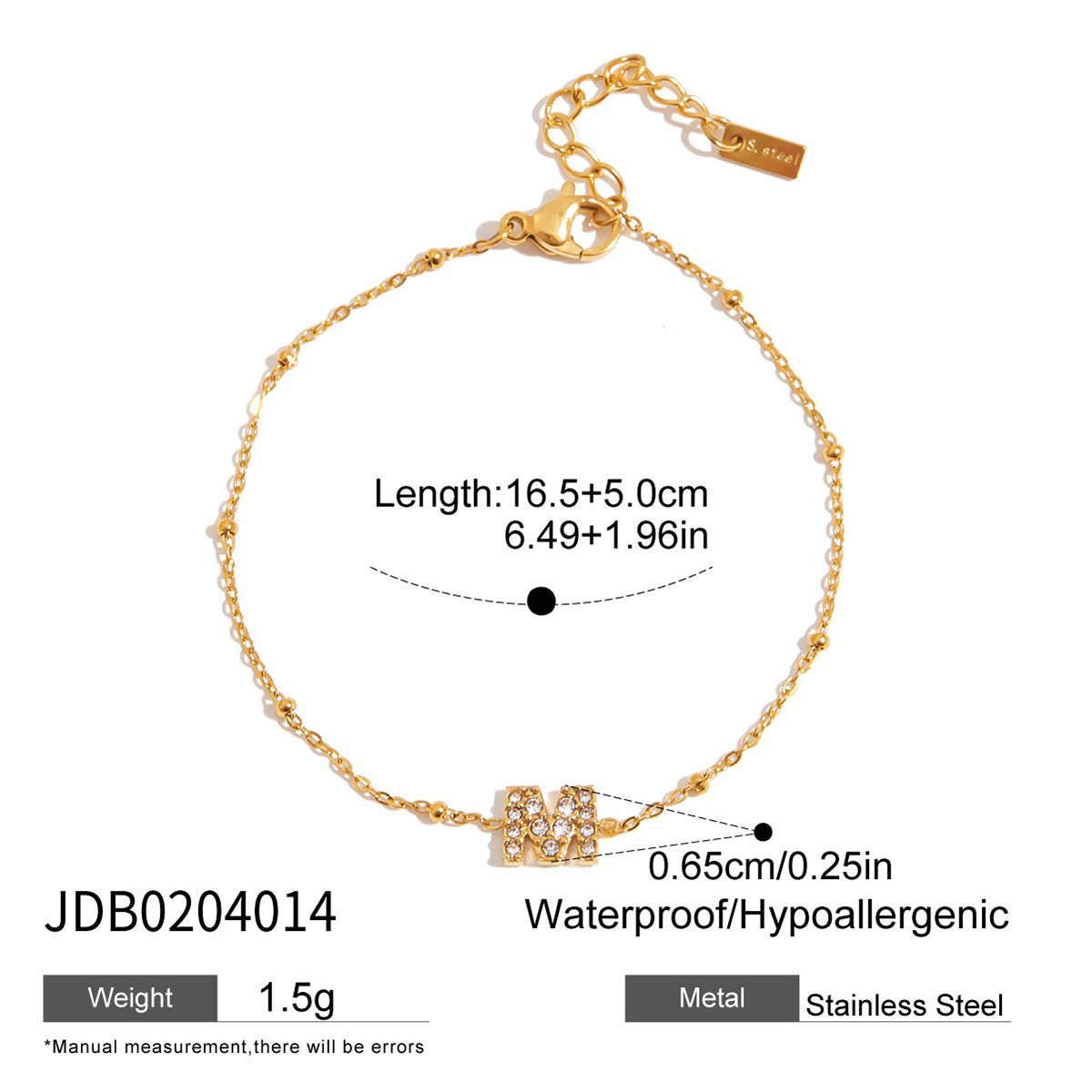 Stainless steel zircon bracelet