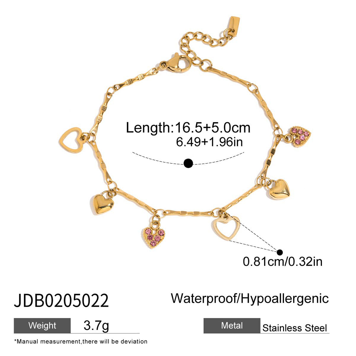 Stainless steel bow love cross bracelet