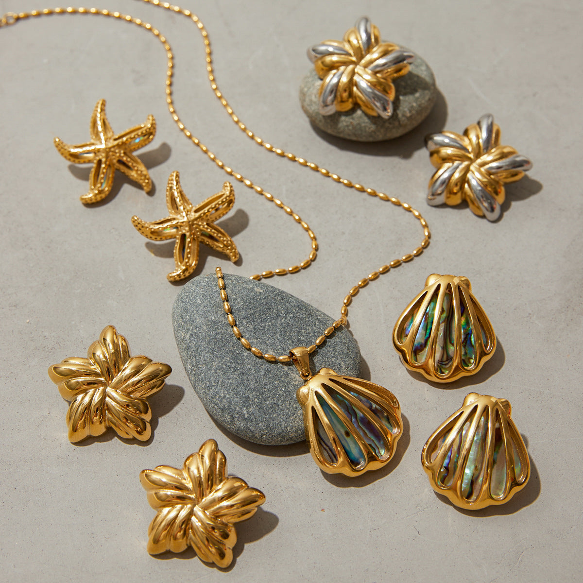 Abalone shell titanium steel necklace