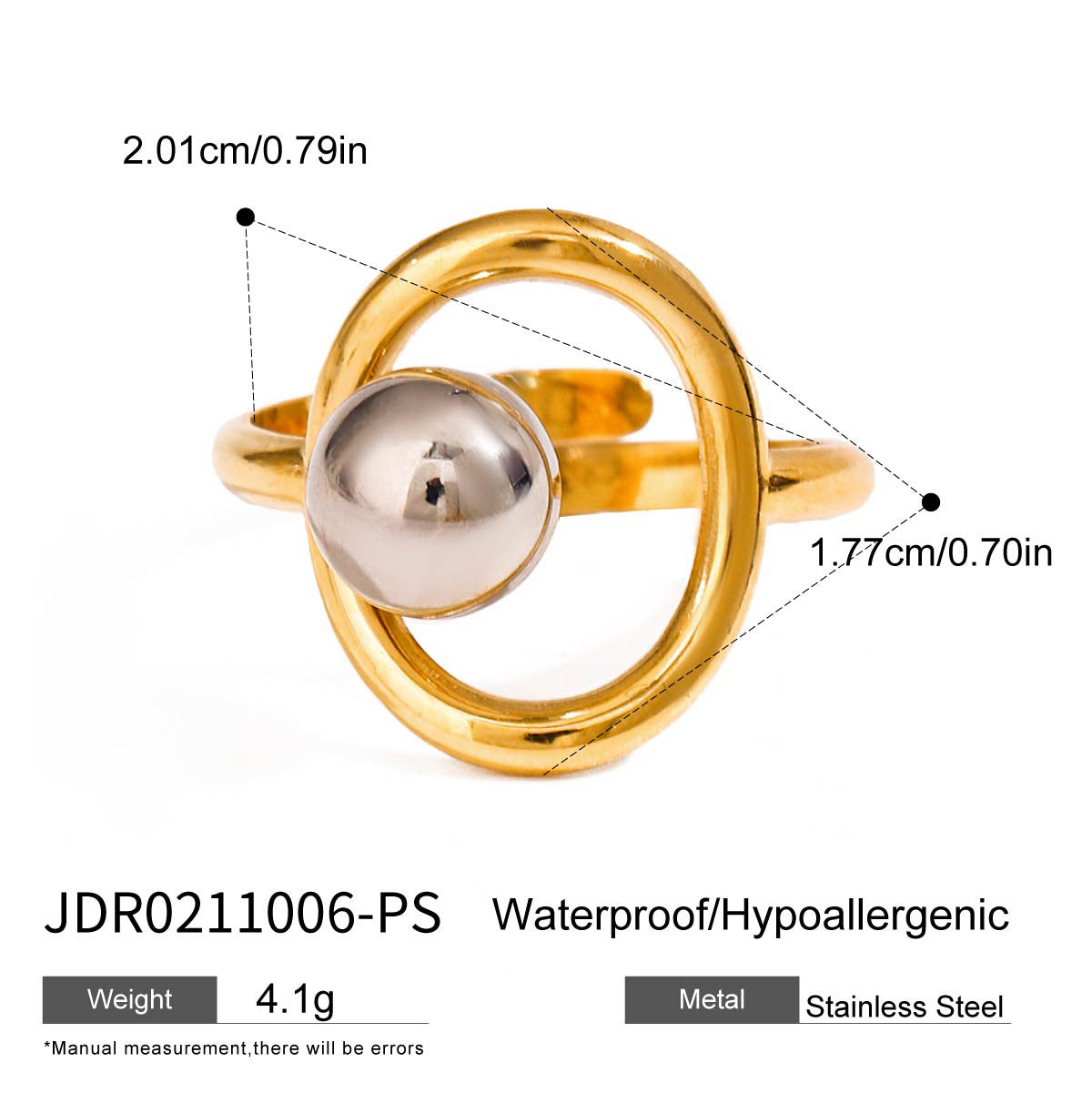 Stainless steel color matching steel ball opening ring