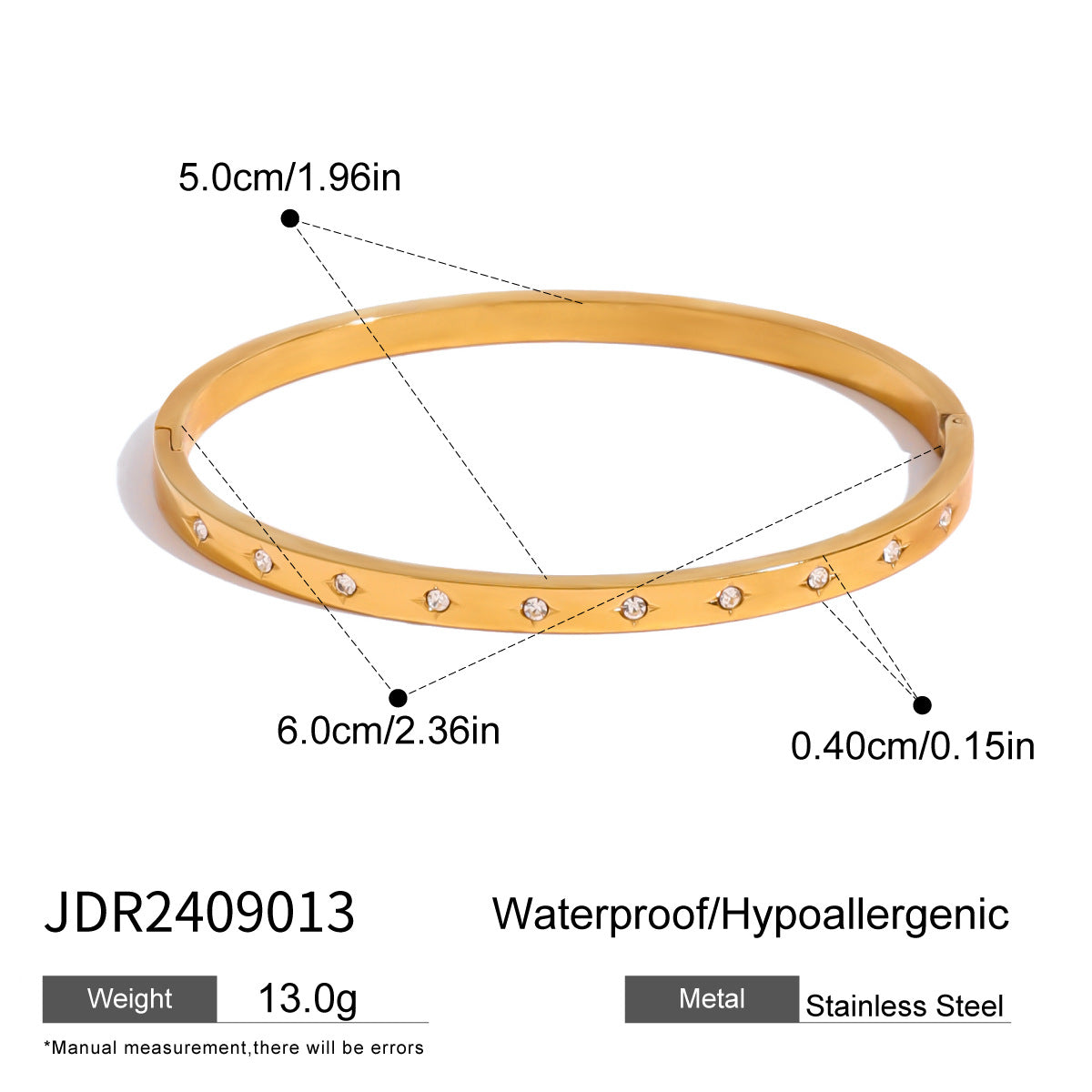 Stainless steel rhinestone buckle bracelet