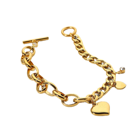 Cuban chain double spell love pendant OT buckle bracelet