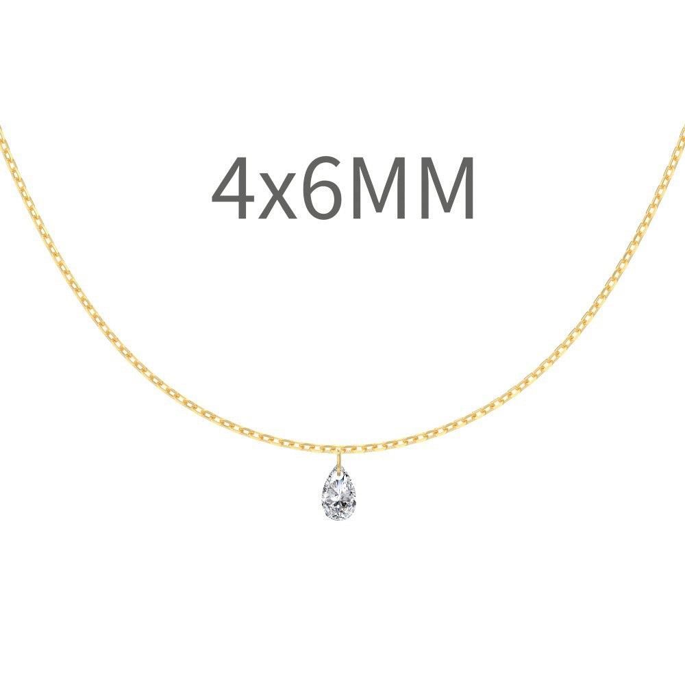 S925 Sterling Silver Tassel Oval Water Drop Wedding Necklace