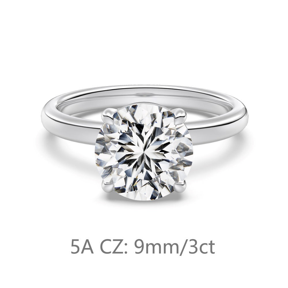 S925 Sterling Silver Single Main Diamond Proposal Wedding Ring