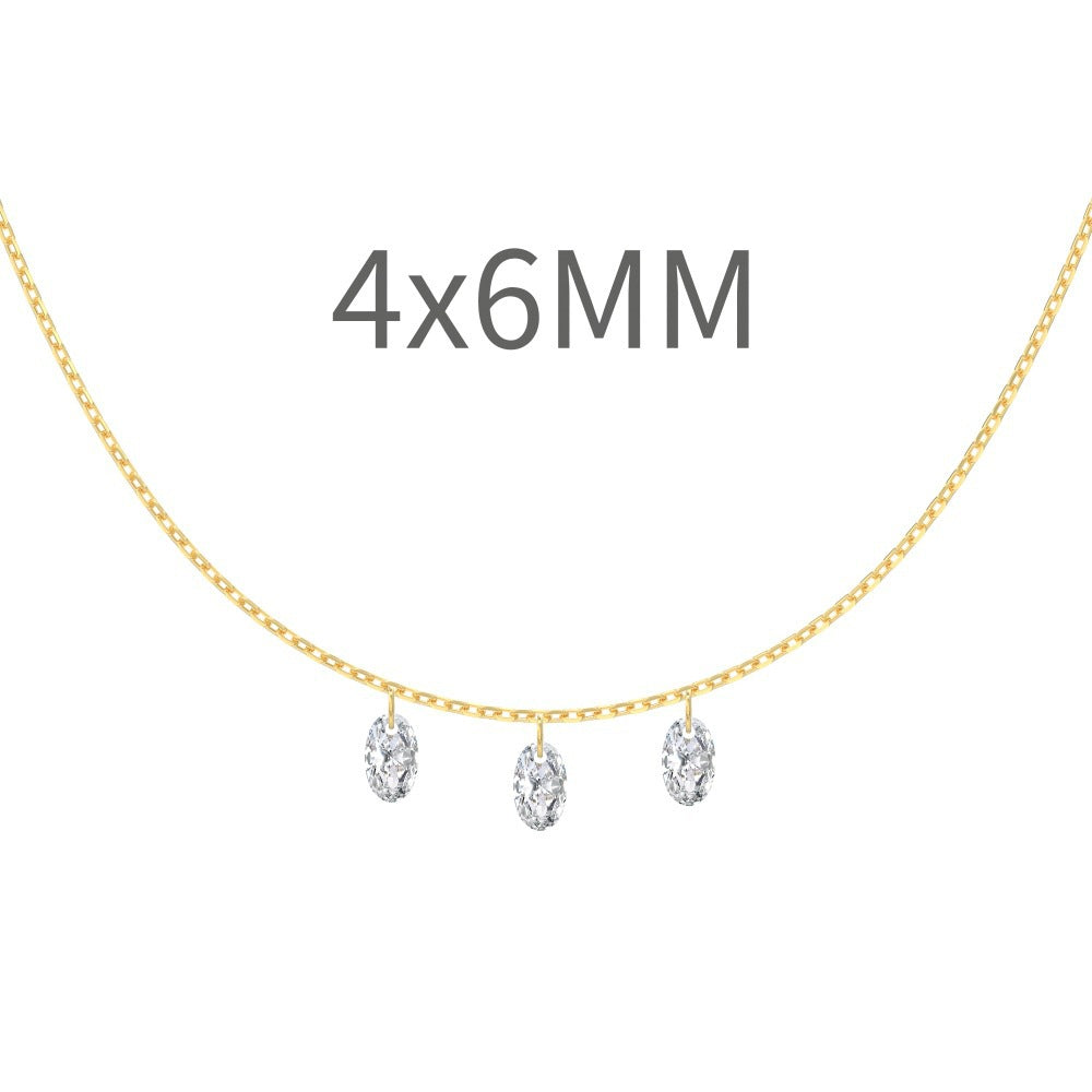 S925 Sterling Silver Tassel Oval Water Drop Wedding Necklace