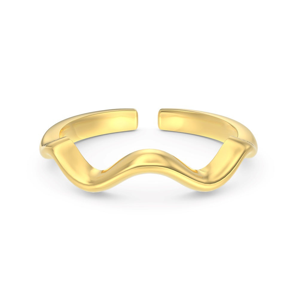 S925 Sterling Silver Vegetarian Ring Cute Stackable Open Ring