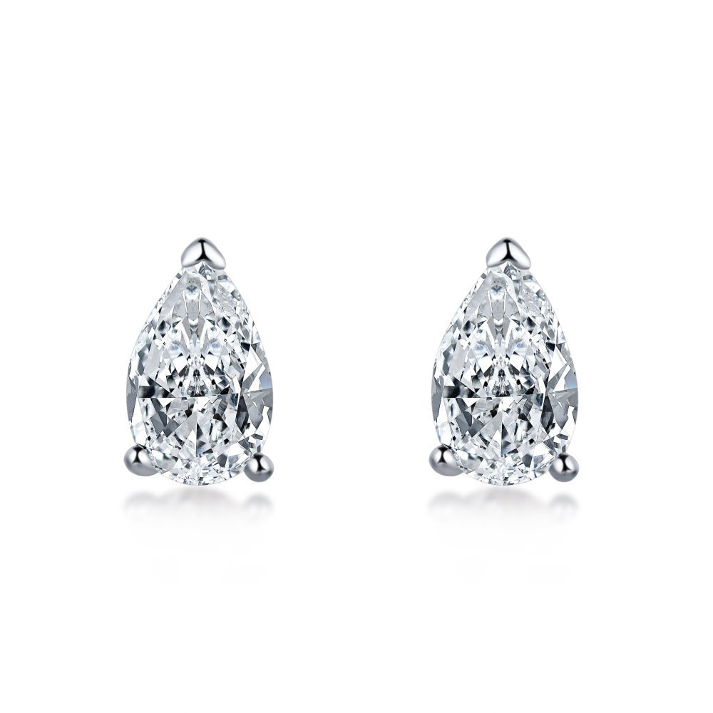 S925 Sterling Silver Wedding White Diamond Stud Earrings