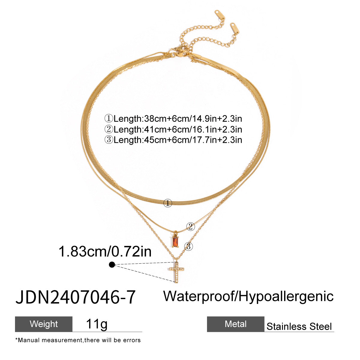 Three-layer clavicle chain stainless steel necklace