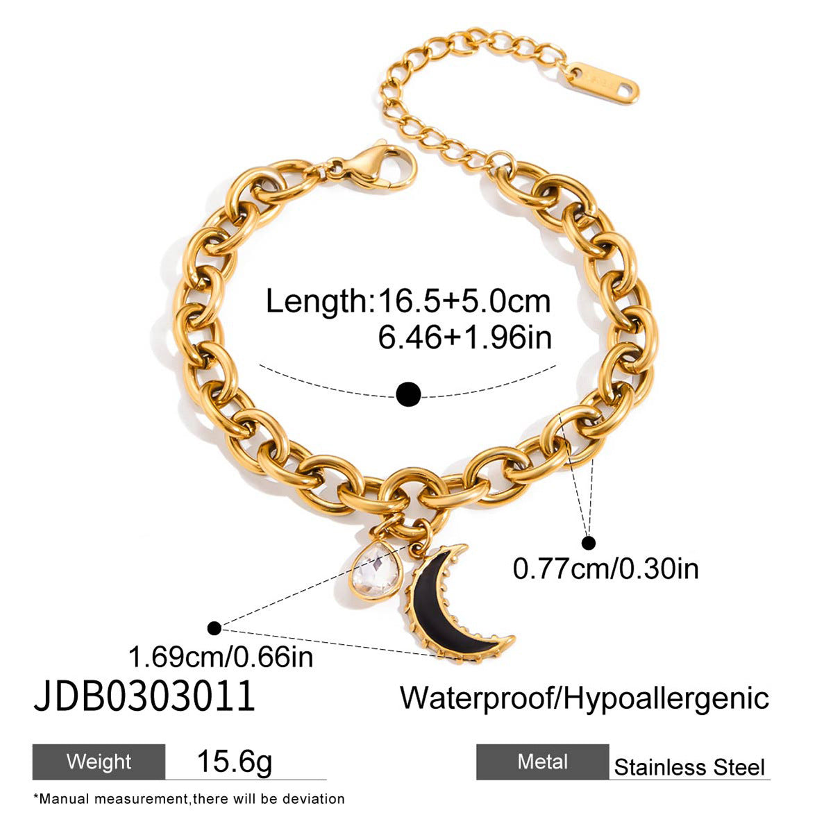 Moon stainless steel bracelet