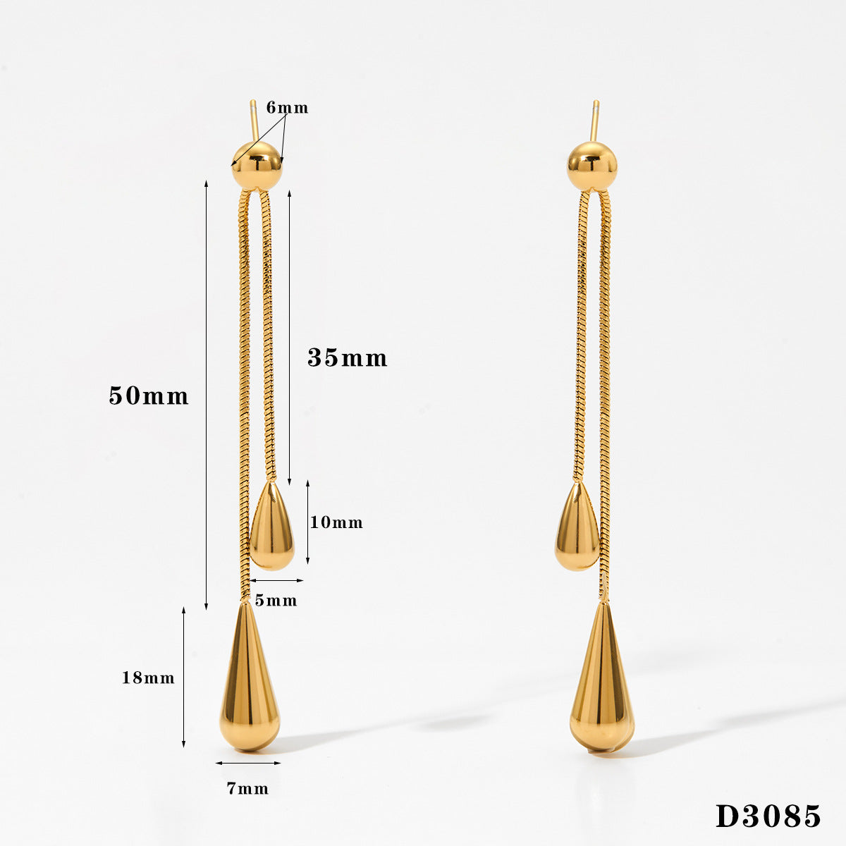 Long pullable water drop pendant necklace earrings set