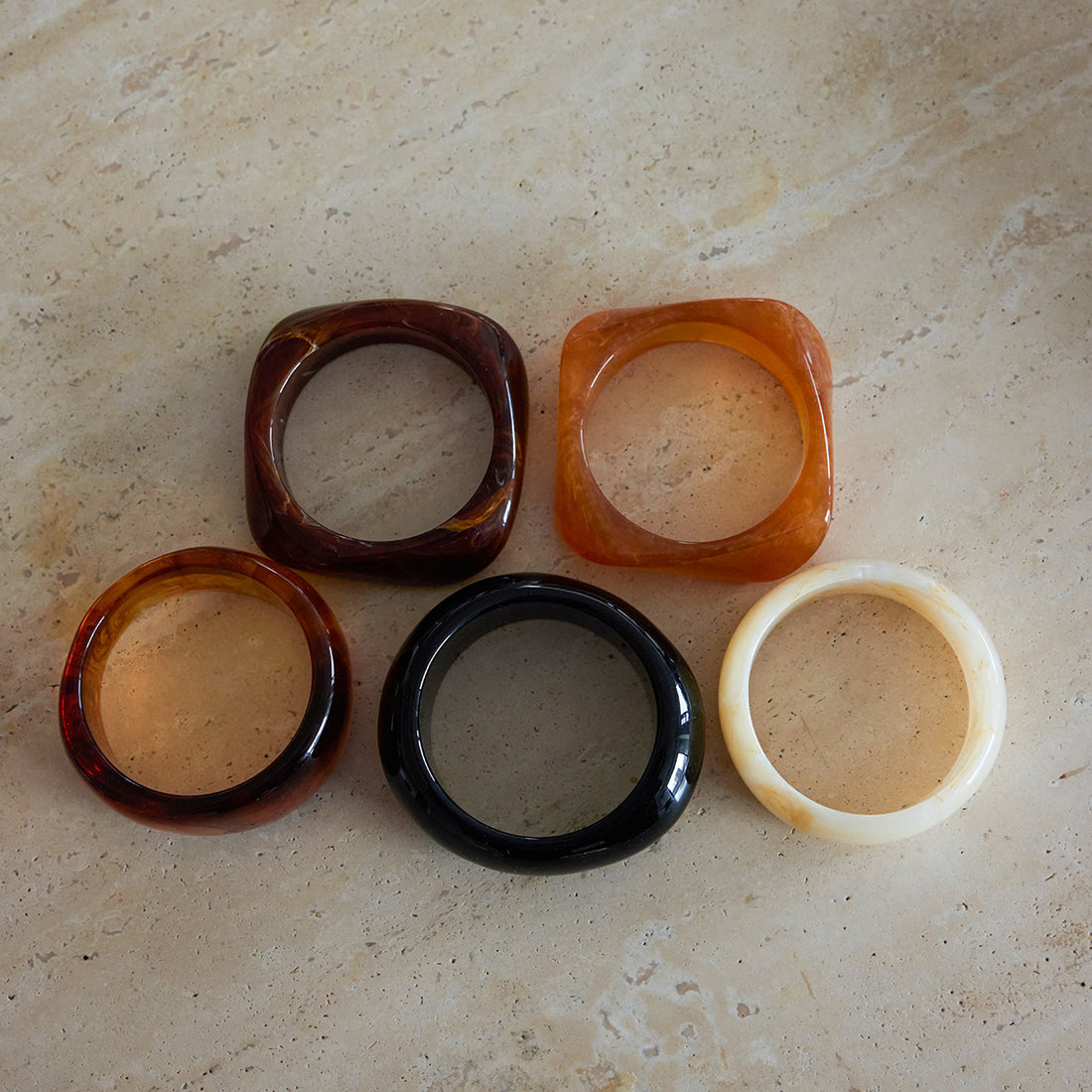 Irregular wide-sided resin bracelet