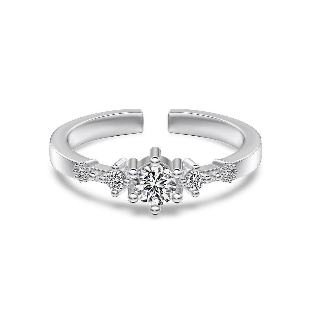 S925 Sterling Silver Vegetarian Ring Cute Stackable Open Ring