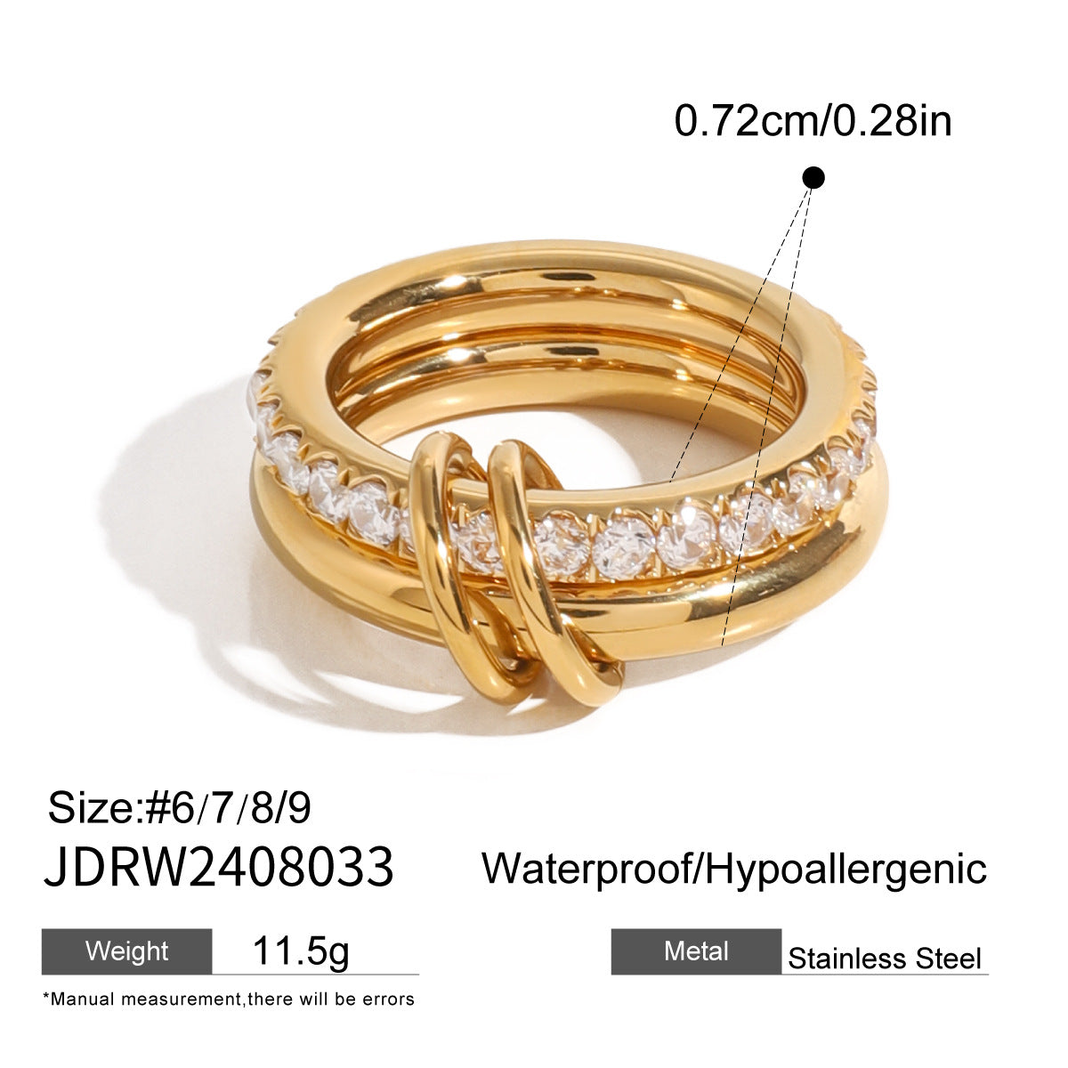 Stainless steel zircon ring
