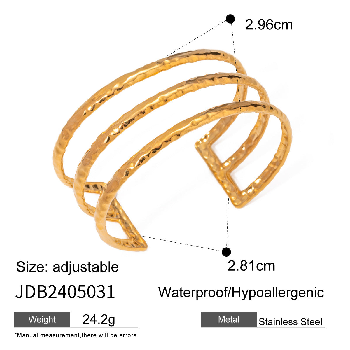 Stainless steel irregular line multi-layer hollow opening bracelet