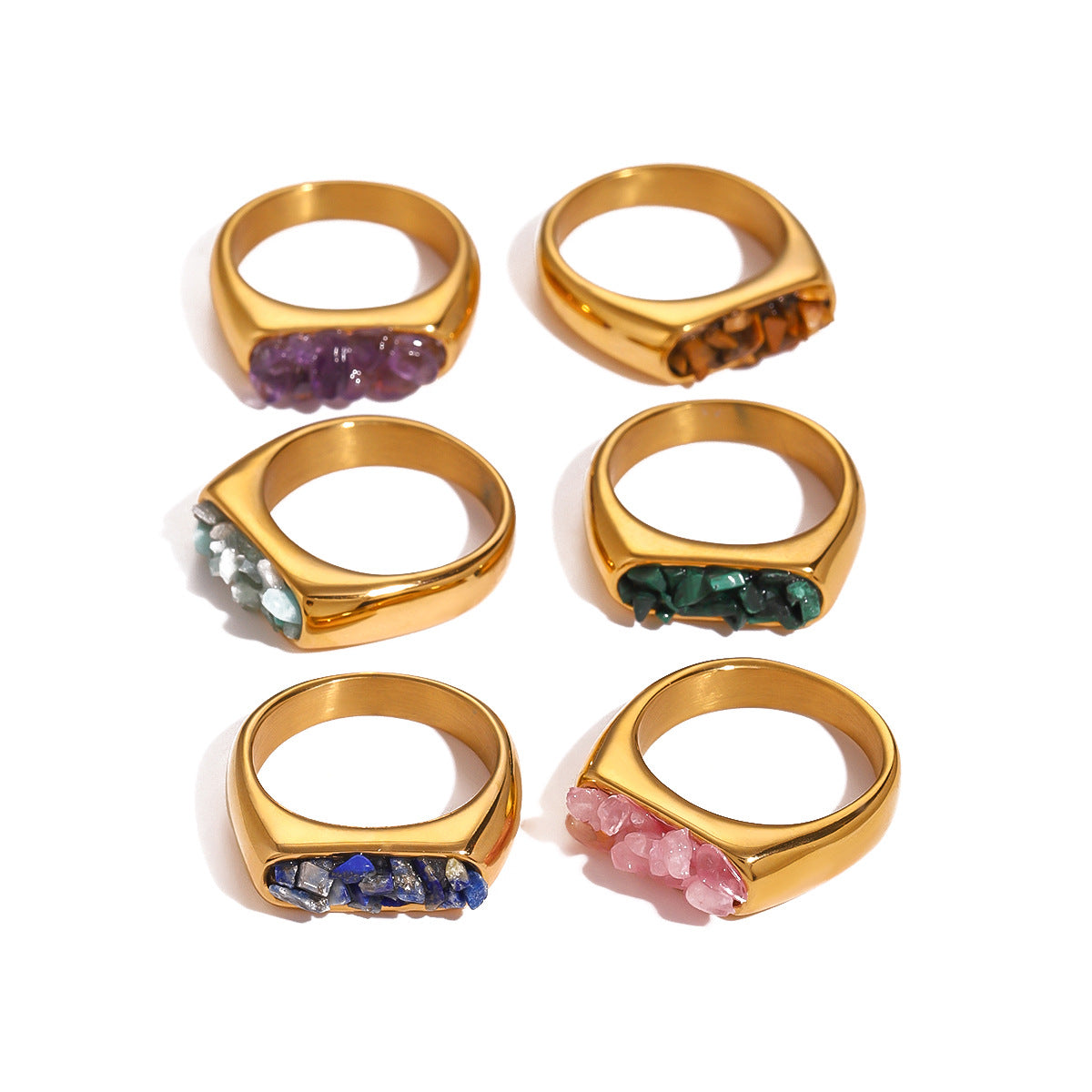 Stainless steel natural stone exaggerated ring
