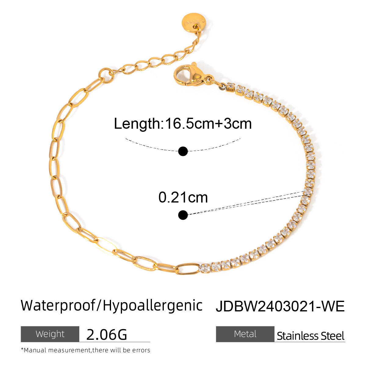 Stainless steel zircon bracelet plain ring bracelet
