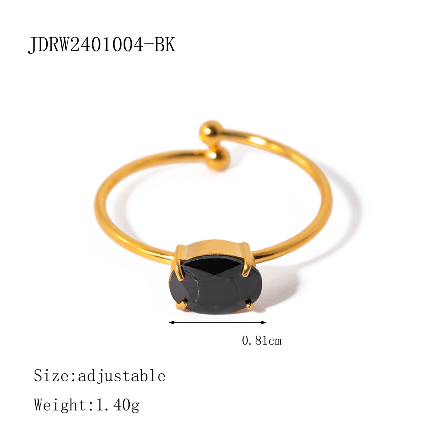 Pink zircon adjustable titanium steel ring