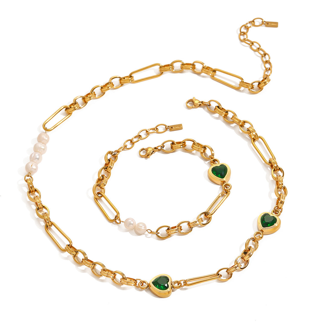 Stainless steel love necklace pearl bracelet
