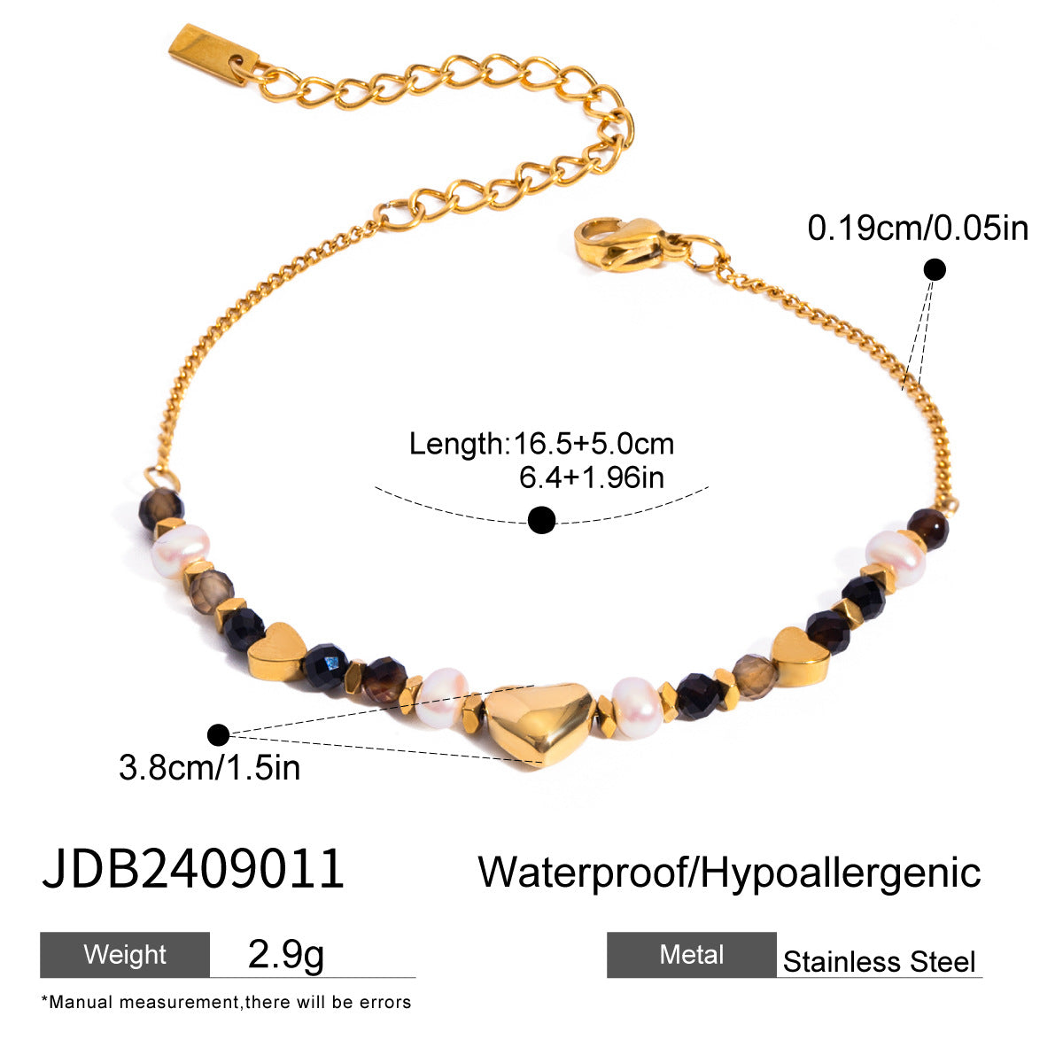 Stainless Steel Zircon Pearl Finger Bracelet