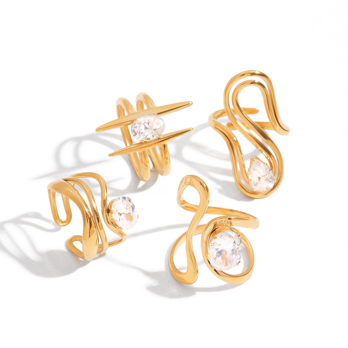 Titanium steel simple zircon ring